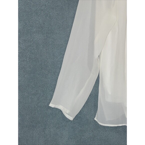 Michael Kors Blouse Womens XL White Long Sleeve Old Money Career Minimalist - Picture 8 of 10